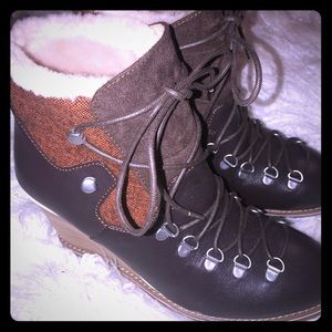Emu Australia lambskin and leather ankle booties